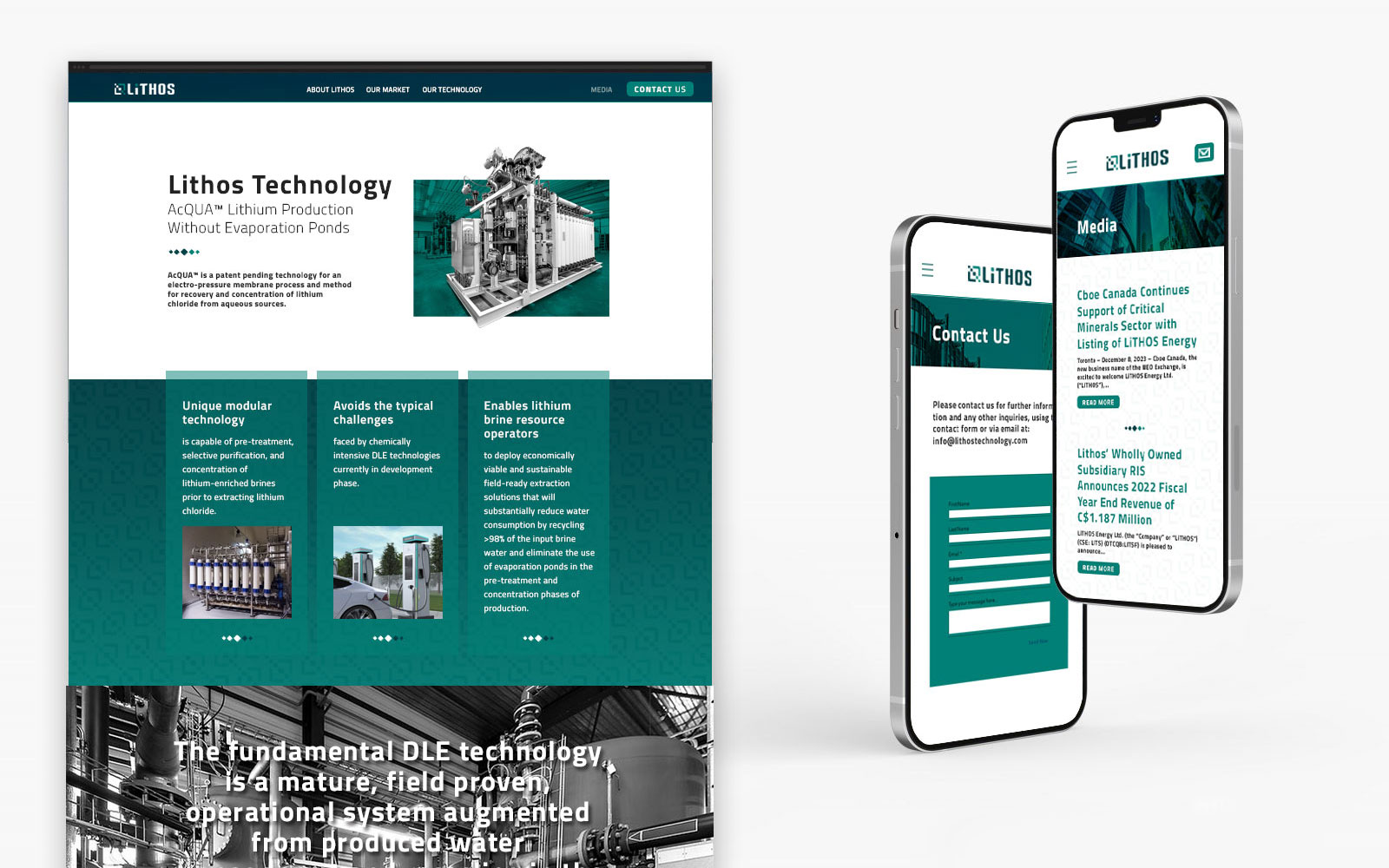 Lithos Technology responsive website design shown on desktop and mobile